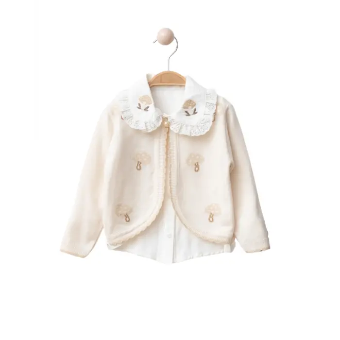 Kız Çocuk Mantar Desenli Triko Hırka