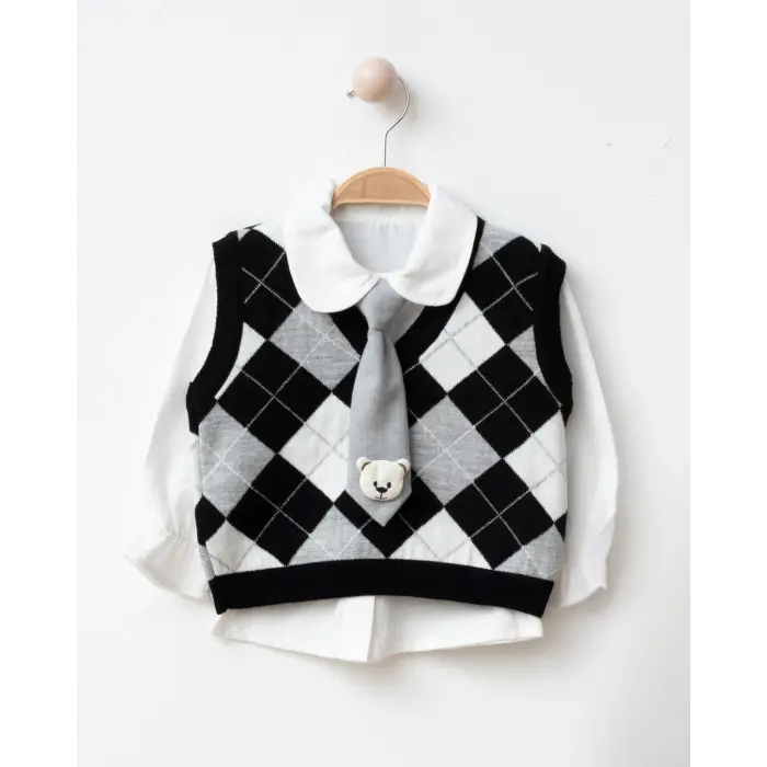 Kız Çocuk Baklava Desenli Triko Yelek – 3 Renk – 2-5 Yaş