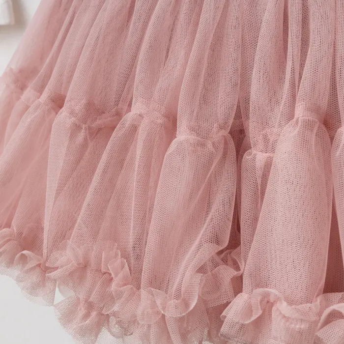 Lora Tüllü Etek ve Baskılı Tişört Kız Çocuk 2’li Takım 4209