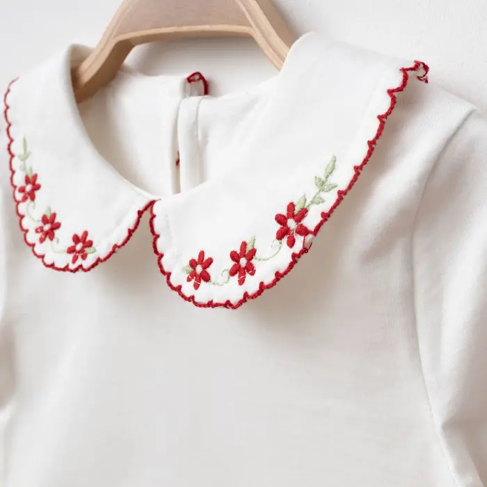 Alina Nakışlı Yaka Tişört Tüllü Etek Kız Çocuk 2’li Takım 4220