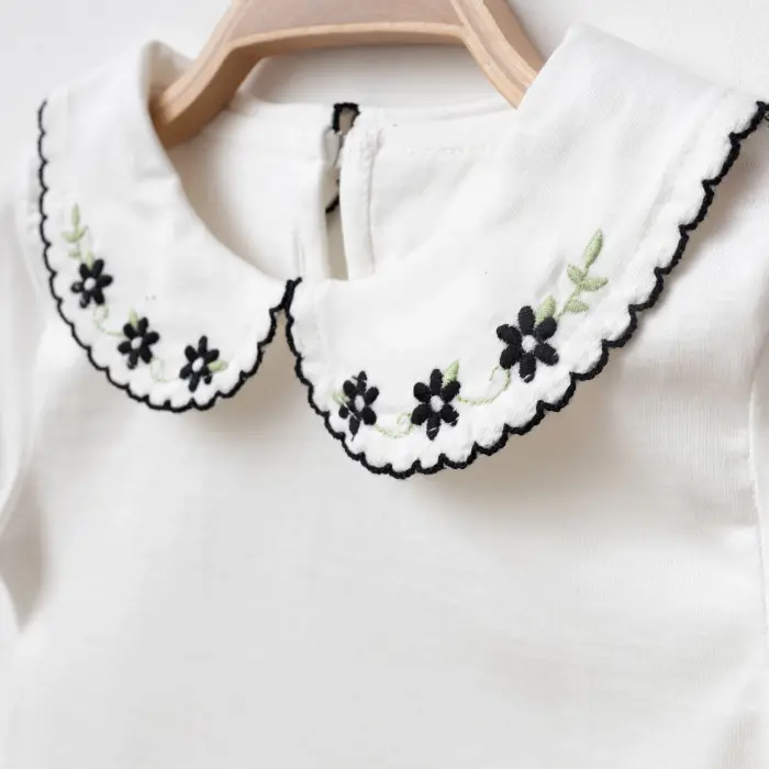 Alina Nakışlı Yaka Tişört Tüllü Etek Kız Çocuk 2’li Takım 4220