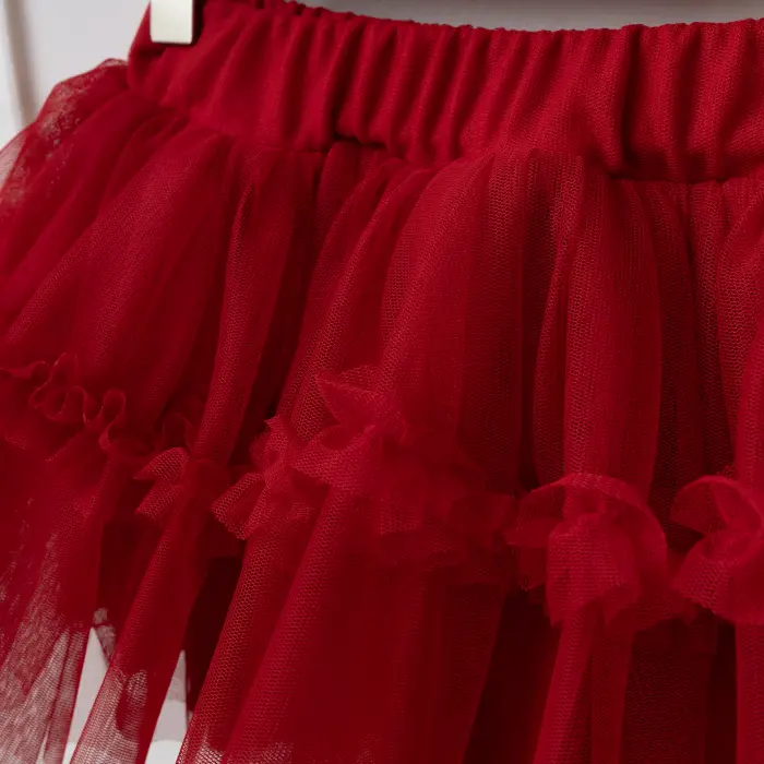 Alina Nakışlı Yaka Tişört Tüllü Etek Kız Çocuk 2’li Takım 4220