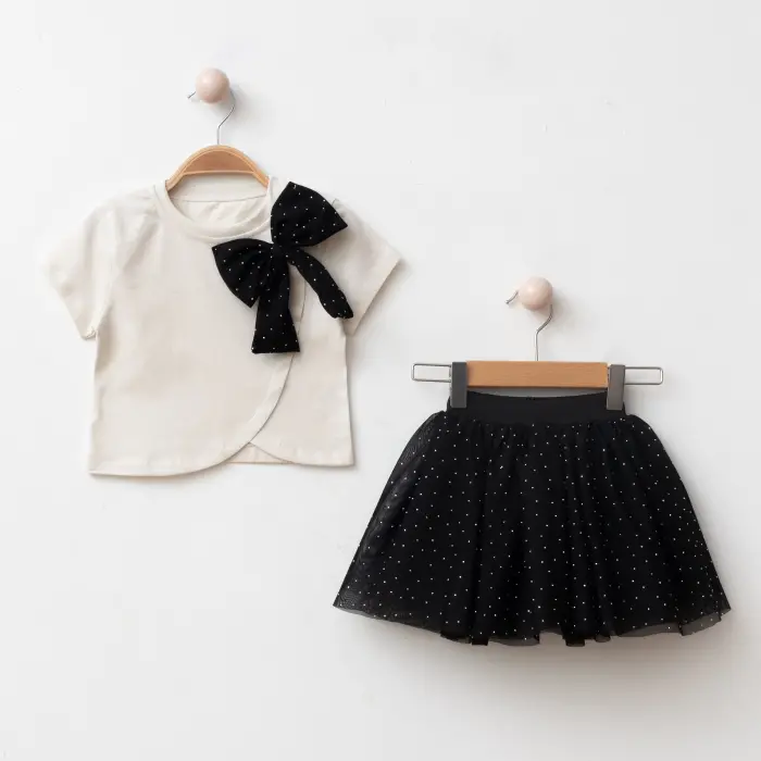 Liora Fiyonk Detaylı Tişört ve Tütü Etekli Kız Çocuk İkili Kombin 4206