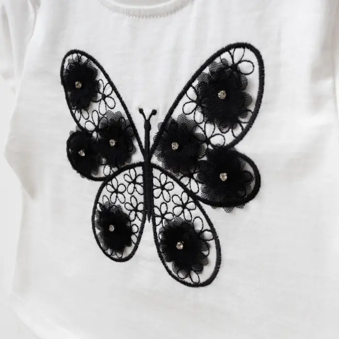 Elora Kız Çocuk Kelebek Detaylı Tişört ve Tül Etekli 2li Kombin 4219