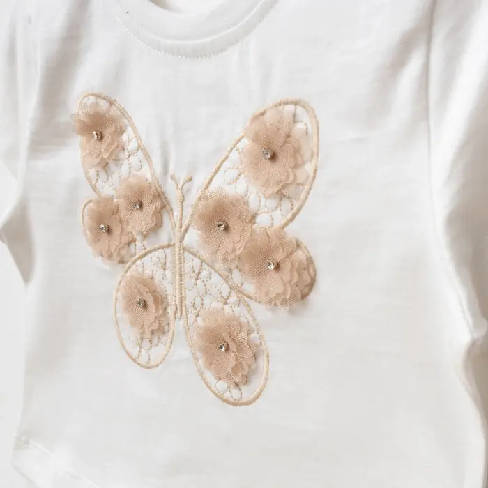 Elora Kız Çocuk Kelebek Detaylı Tişört ve Tül Etekli 2li Kombin 4219