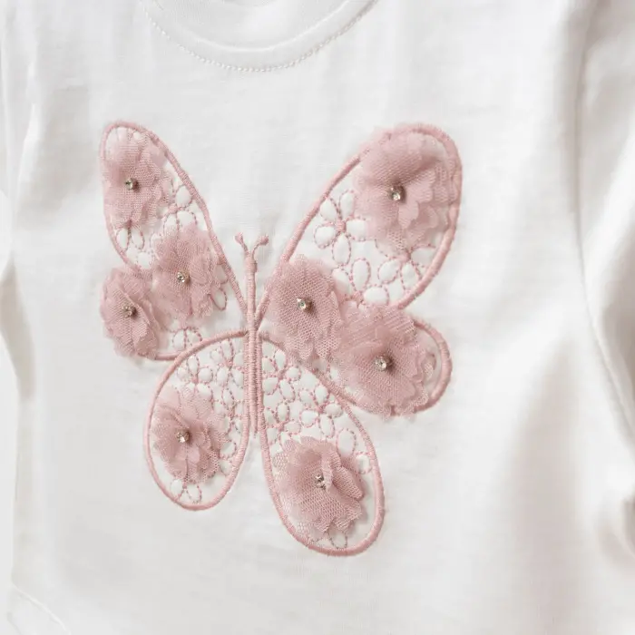 Elora Kız Çocuk Kelebek Detaylı Tişört ve Tül Etekli 2li Kombin 4219