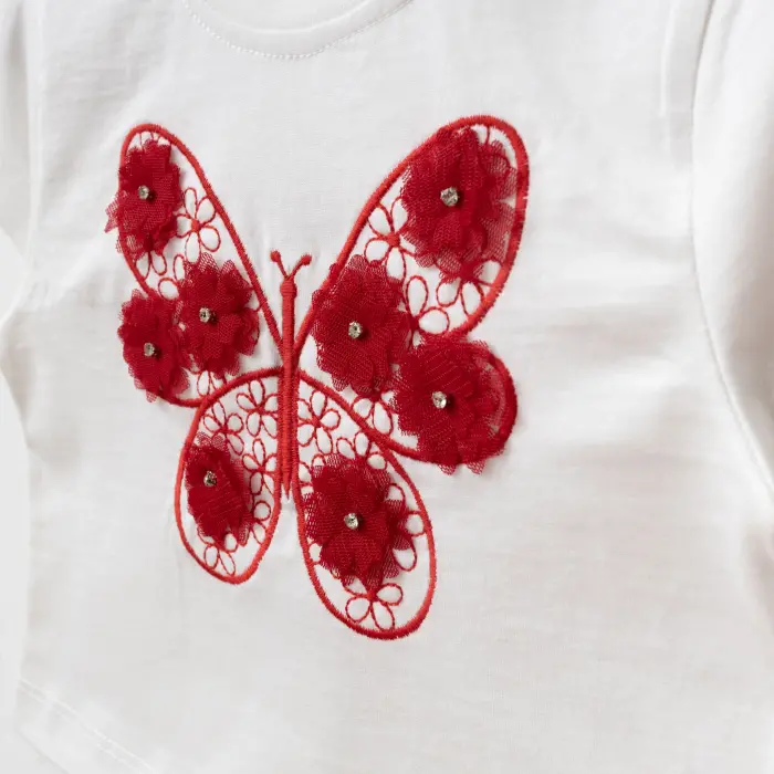 Elora Kız Çocuk Kelebek Detaylı Tişört ve Tül Etekli 2li Kombin 4219