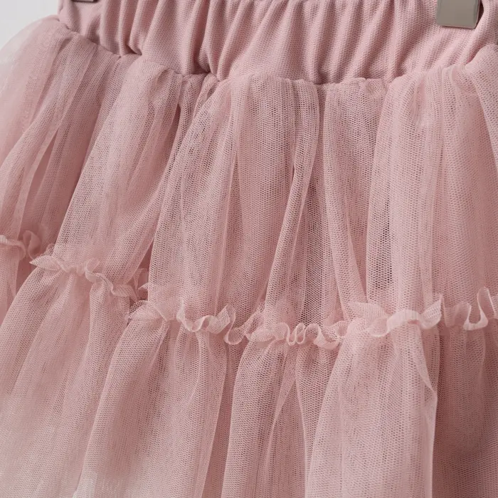 Elora Kız Çocuk Kelebek Detaylı Tişört ve Tül Etekli 2li Kombin 4219