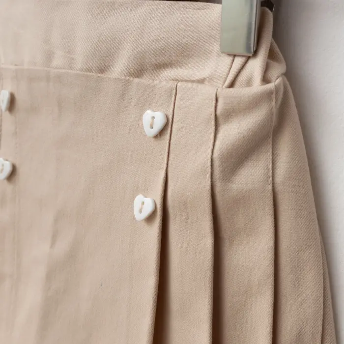 Kız Çocuk Pamuklu Pileli Kahverengi Şort Etek 2-5 Yaş