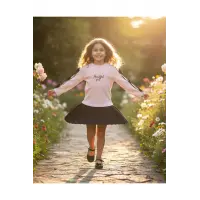 Suna Kız Çocuk Fiyonk Detaylı Uzun Kollu Ribana Bluz ve Piliseli Etek Takımı 2-5 Yaş