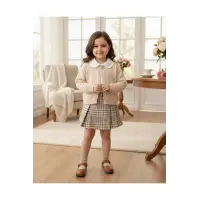 Ece I Triko Hırka, Gömlek ve Etek Görünümlü Şort 3lü Kombin I 2-5 Yaş