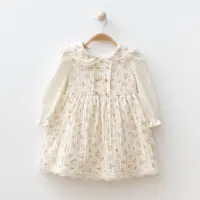 Kolları Dantelli Çiçekli Kız Bebe Elbise