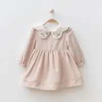 Yaka Nakış Detaylı Kız Bebe Elbise