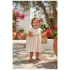 Safiye Kız Bebek Çizgili Fırfırlı Retro Elbise - Kısa Kollu %100 Pamuklu - 9/12/18/24 Ay