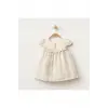 Safiye Kız Bebek Çizgili Fırfırlı Retro Elbise - Kısa Kollu %100 Pamuklu - 9/12/18/24 Ay