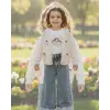 Kız Çocuk Çilek Nakışlı 3lü Takım - İncili Hırka, Çilek Baskılı Body ve Geniş Paça Jean Pantolon