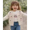 Kız Çocuk Çilek Nakışlı 3lü Takım - İncili Hırka, Çilek Baskılı Body ve Geniş Paça Jean Pantolon