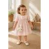 Mimo %100 Pamuk Kız Bebek Elbise I Nakışlı Yaka Tavşan Çantalı 9-24 Ay 4221