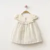 Sim Detaylı Düğmeli Kız Bebe Elbise