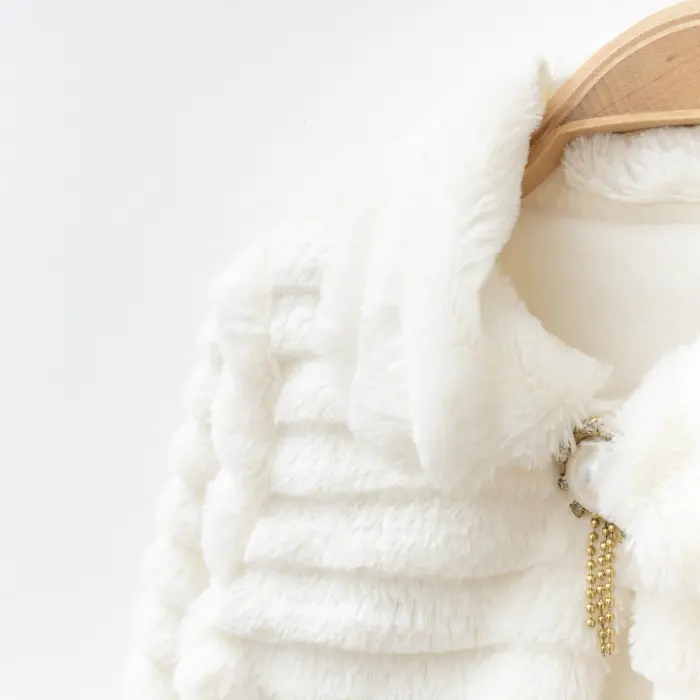 Çizgili Kumaş Peluş Bolero