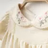 Çiçek Nakışlı Müslin Kız Bebe Elbise