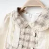 Düğme Detaylı Kareli Kız Bebe Elbise