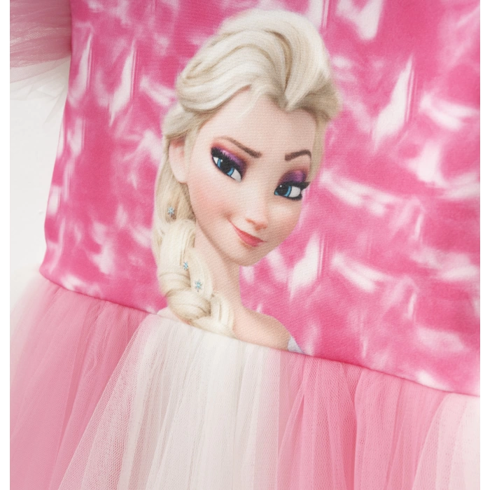 Elsa Baskılı Taçlı Kız Abiye