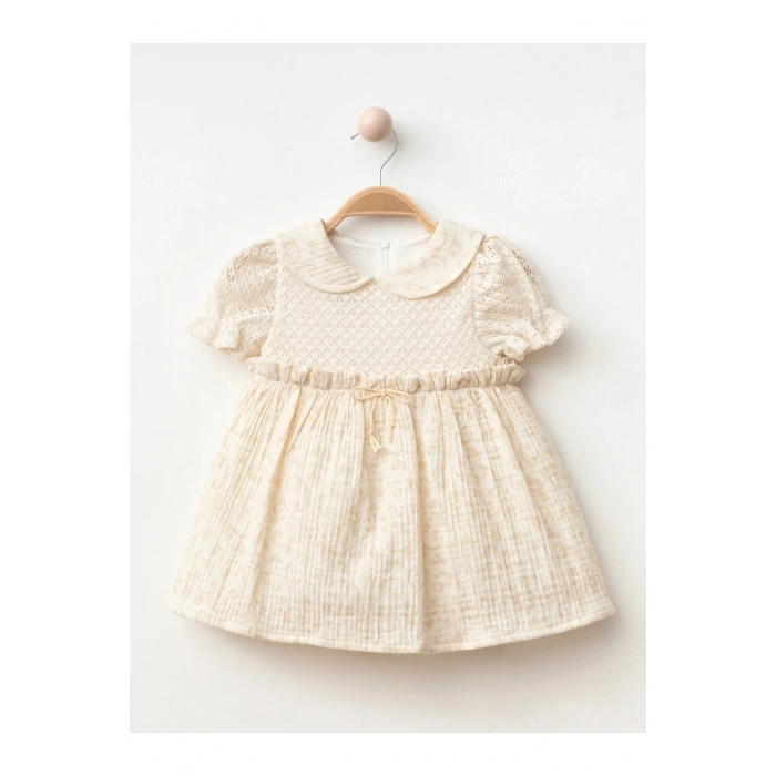 Etnik Desen Fiyonk Detay Kız Bebe Elbise