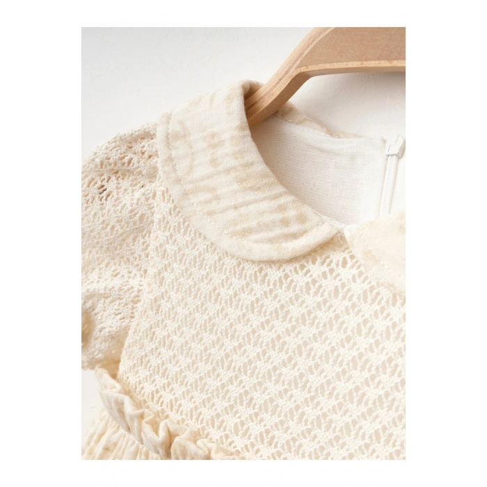 Etnik Desen Fiyonk Detay Kız Bebe Elbise