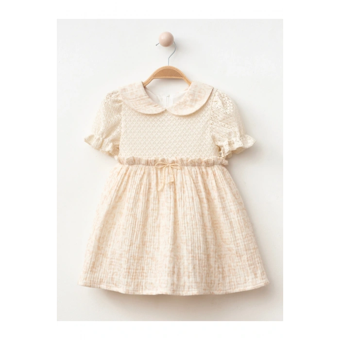 Etnik Desen Fiyonk Detay Kız Bebe Elbise