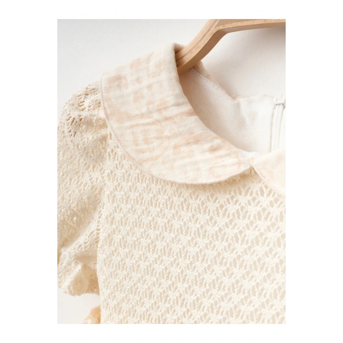 Etnik Desen Fiyonk Detay Kız Bebe Elbise