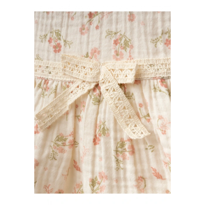 Yaka Detaylı Çiçekli Kız Bebe Elbise