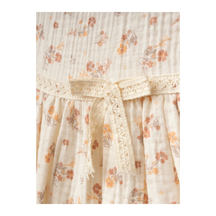 Yaka Detaylı Çiçekli Kız Bebe Elbise