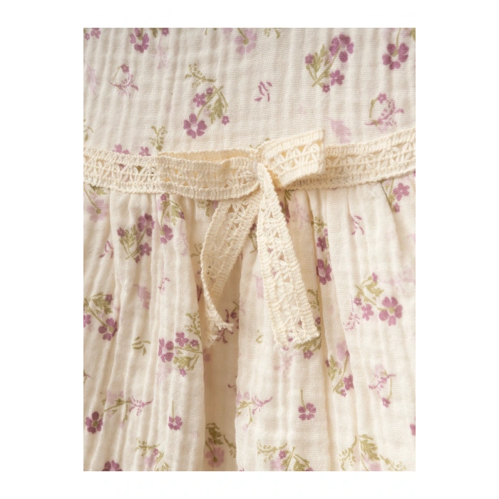 Yaka Detaylı Çiçekli Kız Bebe Elbise