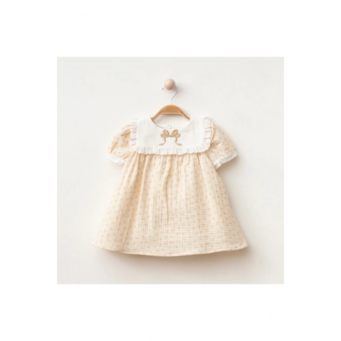 Fiyonk Desenli Kız Bebe Elbise