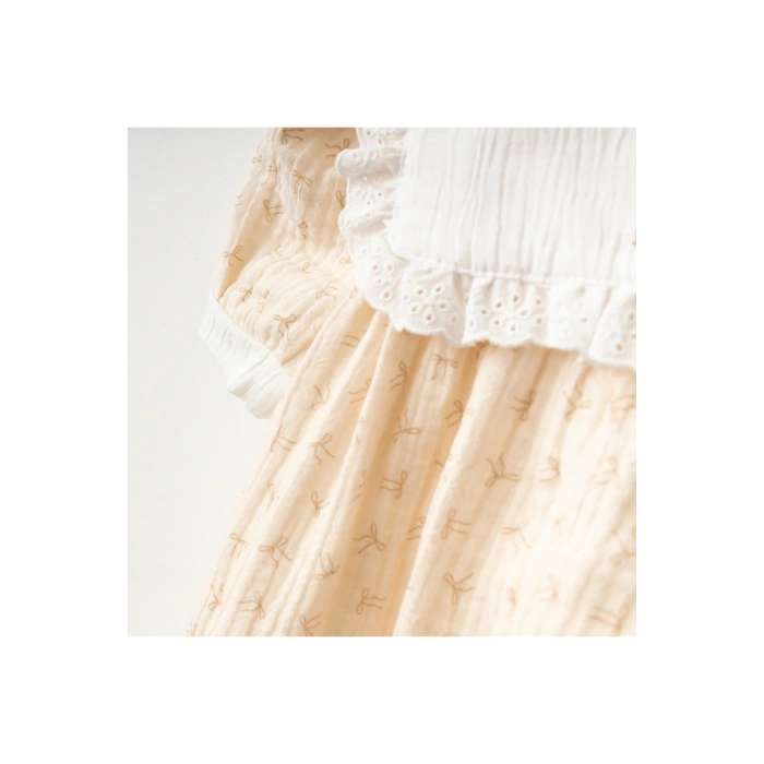 Fiyonk Desenli Kız Bebe Elbise