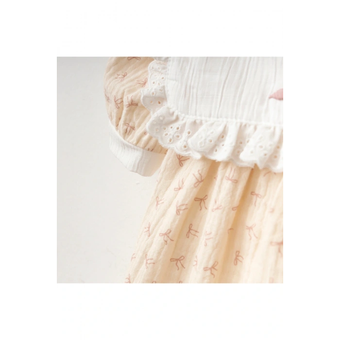 Fiyonk Desenli Kız Bebe Elbise