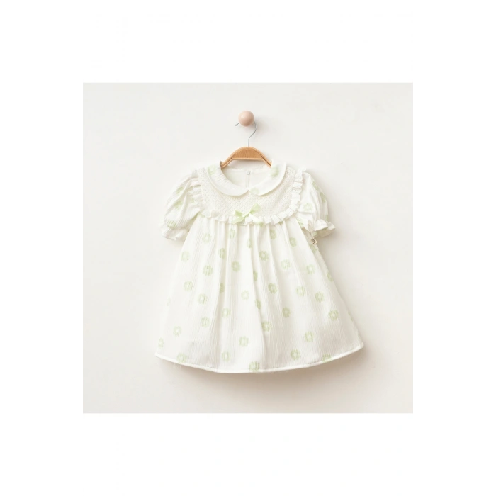 Çiçek Dokulu Kız Bebe Elbise