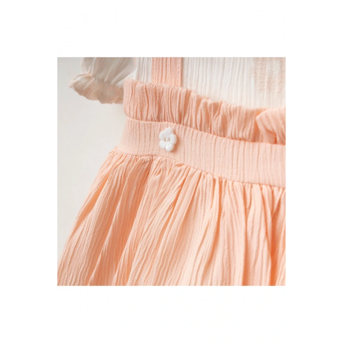 Papatya İşlemeli Düğmeli Kız Bebe Elbise