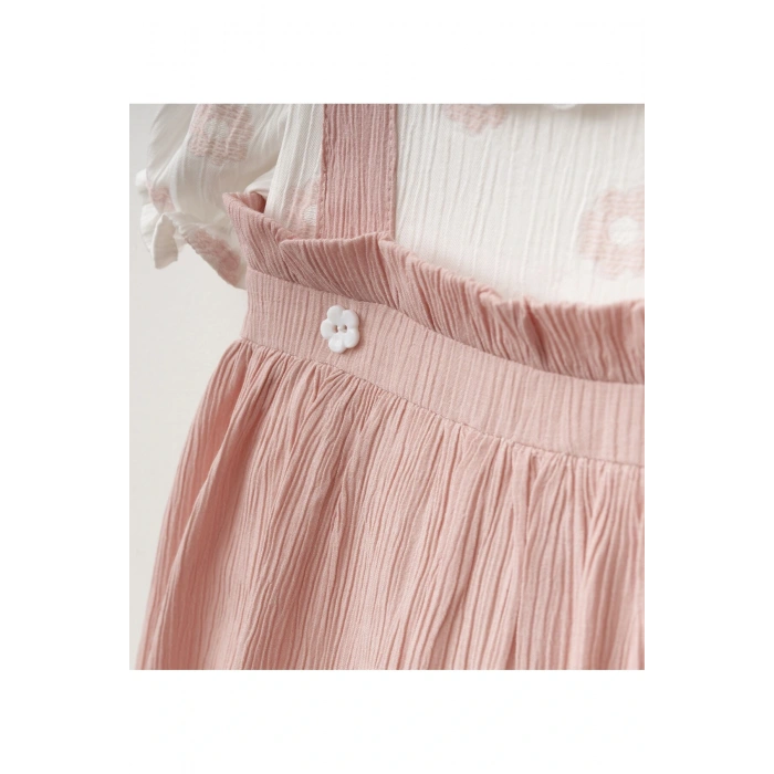 Papatya İşlemeli Düğmeli Kız Bebe Elbise