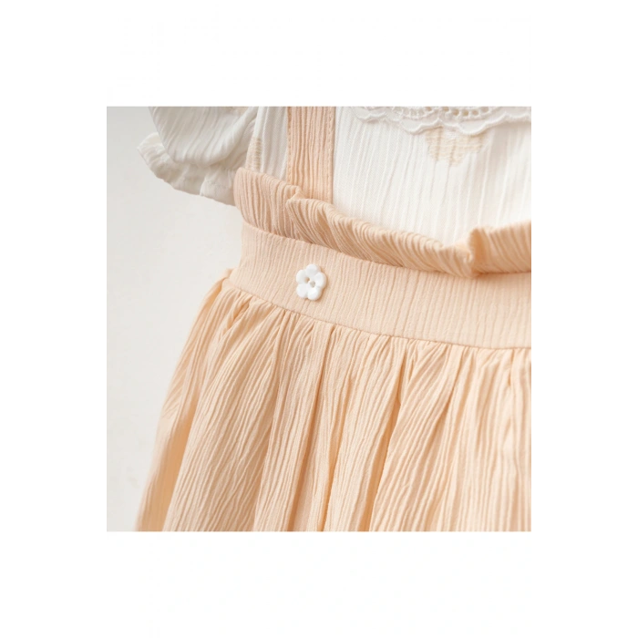 Papatya İşlemeli Düğmeli Kız Bebe Elbise