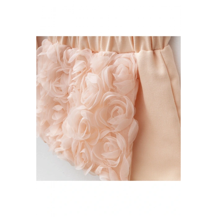 Bingül Kız Çocuk 3’lü Gül Detaylı Takım – Ceket, Penye ve Şort | 2-5 Yaş