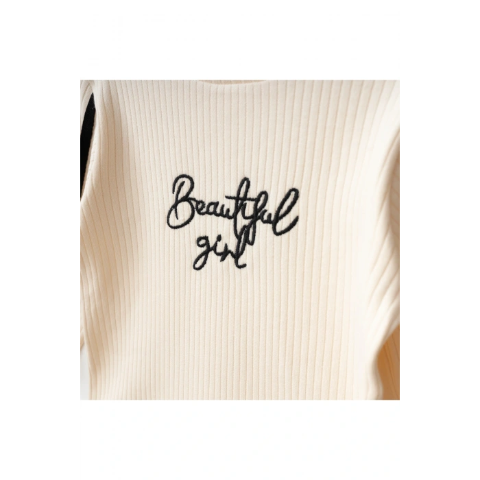 Suna Kız Çocuk Fiyonk Detaylı Uzun Kollu Ribana Bluz ve Piliseli Etek Takımı 2-5 Yaş