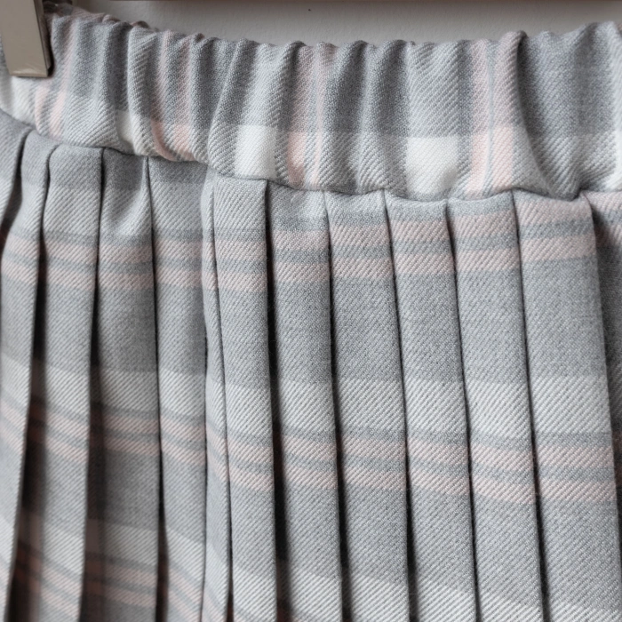 Lusa Bunny Kız Çocuk Triko Süveterli Gömlek ve Pileli Etek 3lü Kombin