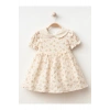 Yaka Detaylı Çiçekli Kız Bebe Elbise