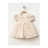 Yaka Detaylı Çiçekli Kız Bebe Elbise