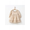 Asena Kız Bebek Dantel Elbise - Uzun Kollu %100 Pamuk Görünümlü Muslin, 9/12/18/24 Ay