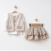 Elisa Kız Çocuk Ekose Etekli ,Penyeli,Peluş Yelek Takım