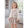 Elisa Kız Çocuk Ekose Etekli ,Penyeli,Peluş Yelek Takım