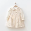 Kolları Dantelli Çiçekli Kız Bebe Elbise